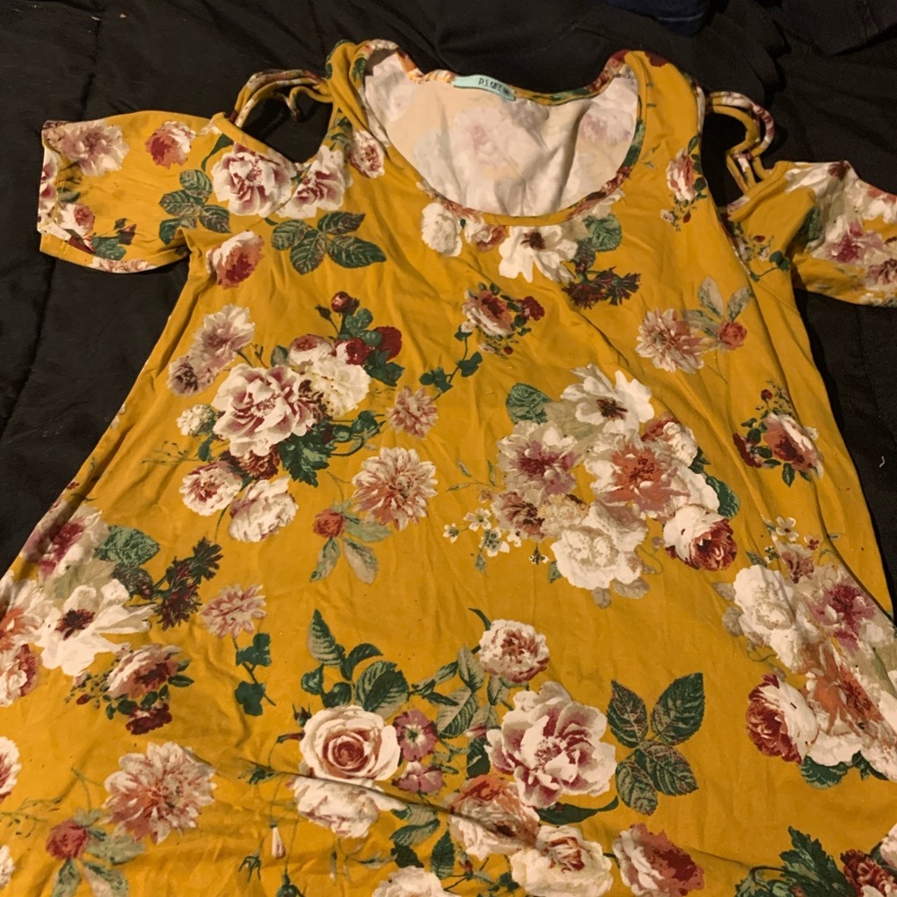 Mustard Floral Shoulder Detail Shirt